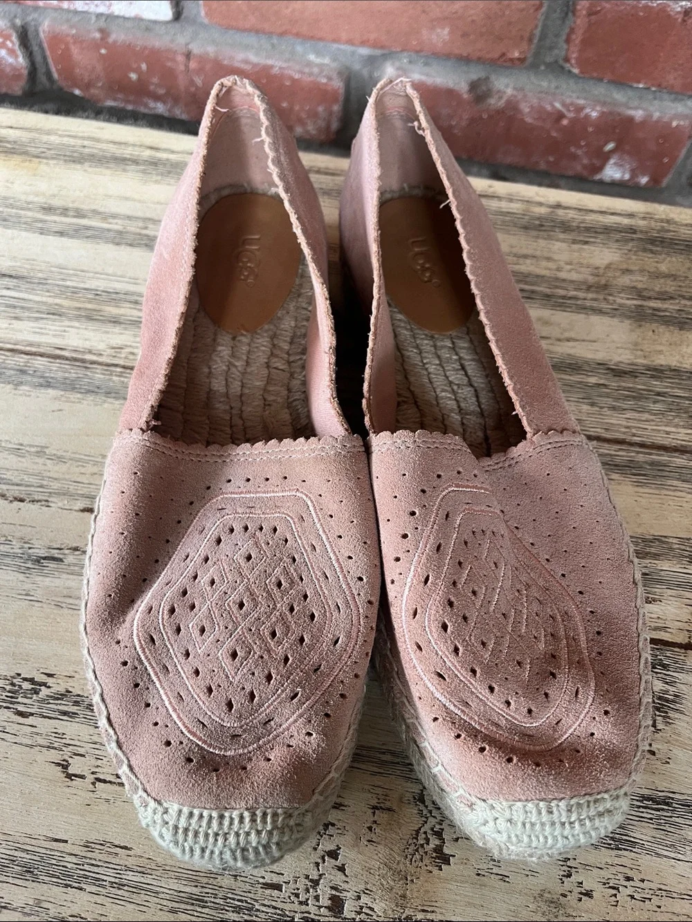 UGG Blush Pink Suede Espadrille Flats